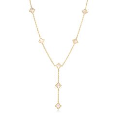Roberto Coin Venetian Princess Carnival Mother-of-Pearl Flower Station 18k Yellow Gold Lariat Necklace 1