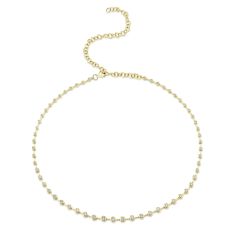 Shy Creation 1 5/8ctw Diamond 14k Yellow Gold Dot-Dash Bezel Tennis Necklace Shy Creation 1 5/8ctw Diamond 14k Yellow Gold Dot-Dash Bezel Tennis Necklace