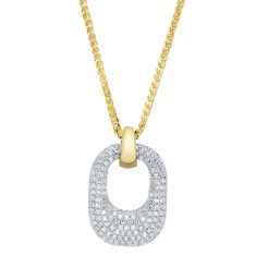 Shy Creation 1/3ctw Diamond Pave 14k Two-Tone Gold Chopin Chain Necklace 1