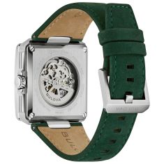 Bulova Series X Automatic Green Dial Leather Strap Watch 41mm - 98A343