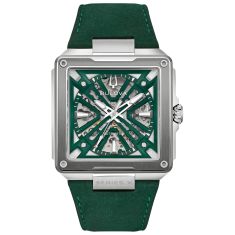 Bulova Series X Automatic Green Dial Leather Strap Watch 41mm - 98A343 Bulova Series X Automatic Green Dial Leather Strap Watch 41mm - 98A343