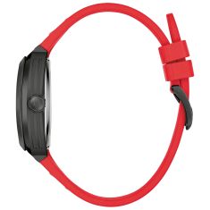Bulova Maquina Automatic Black Dial Red Rubber Strap Watch 40mm - 98A341