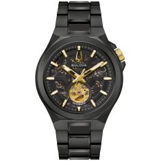 Bulova Maquina Automatic Black Dial Black Stainless Steel Bracelet Watch 42mm - 98A340 Bulova Maquina Automatic Black Dial Black Stainless Steel Bracelet Watch 42mm - 98A340