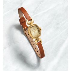 Bulova Goddess of Time Jackie Champagne Dial Brown Leather Strap Watch 18mm - 97L202