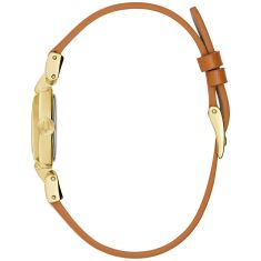 Bulova Goddess of Time Jackie Champagne Dial Brown Leather Strap Watch 18mm - 97L202