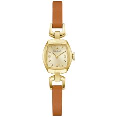 Bulova Goddess of Time Jackie Champagne Dial Brown Leather Strap Watch 18mm - 97L202 Bulova Goddess of Time Jackie Champagne Dial Brown Leather Strap Watch 18mm - 97L202