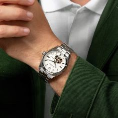 Bulova Surveyor Automatic White Dial Stainless Steel Watch 39mm - 96A345