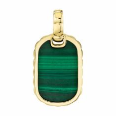 Men's Shy Creation Malachite 14k Yellow Gold Dog Tag Pendant 1