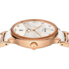 Rado Centrix Moonphase Diamonds Rose Gold-Tone PVD and White High-Tech Ceramic Bracelet Watch 35mm - R30232922