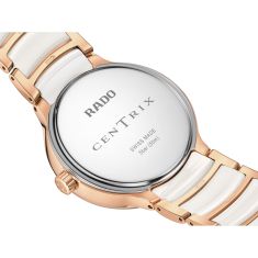Rado Centrix Moonphase Diamonds Rose Gold-Tone PVD and White High-Tech Ceramic Bracelet Watch 35mm - R30232922