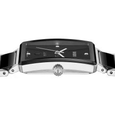 Rado Integral Black Diamond Dial Stainless Steel and Black Ceramic Link Bracelet Watch 31.5mm - R20255712