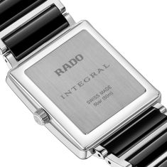 Rado Integral Black Diamond Dial Stainless Steel and Black Ceramic Link Bracelet Watch 31.5mm - R20255712