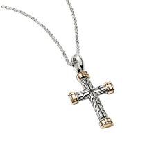 John Hardy Essential Two-Tone Sterling Silver and 14k Yellow Gold Cross Pendant