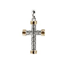 John Hardy Essential Two-Tone Sterling Silver and 14k Yellow Gold Cross Pendant John Hardy Essential Two-Tone Sterling Silver and 14k Yellow Gold Cross Pendant