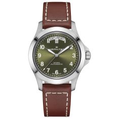 Hamilton Khaki Field Automatic Green Sunray Dial Brown Leather