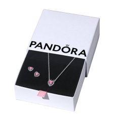 Pandora Pink Elevated Heart Necklace and Earring Set 1