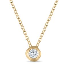FOUNDE 1/10ct Diamond 14k Yellow Gold Solitaire Pendant Necklace 1