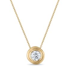 FOUNDE 1/2ct Diamond 14k Yellow Gold Solitaire Pendant Necklace 1