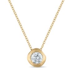 FOUNDE 1ct Diamond 14k Yellow Gold Solitaire Pendant Necklace 1