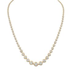 FOUNDE 7ctw Diamond 14k Yellow Gold Tennis Necklace 1