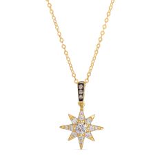 Le Vian® Desert Diamonds 1/3ctw Nude Diamonds™ and Chocolate Diamonds® 14k Honey Gold™ Star Necklace 1