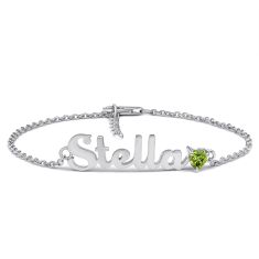 Personalized Gemstone Script Nameplate Bracelet Personalized Gemstone Script Nameplate Bracelet