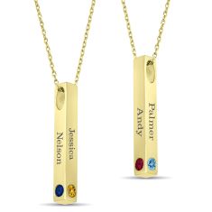 Personalized Gemstone Vertical Bar Pendant Necklace 1
