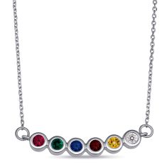 Personalized Gemstone Family and Mother's Bar Necklace Personalized Gemstone Family and Mother's Bar Necklace