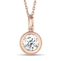 Personalized Bezel-Set Round Gemstone Pendant Necklace Personalized Bezel-Set Round Gemstone Pendant Necklace