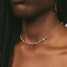 Metal Alchemist Two-Tone Round and Etched Bead Lasso Chain Necklace