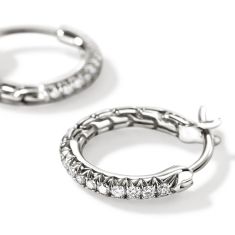 John Hardy Essential 1/7ctw Diamond Pave Sterling Silver Hoop Earrings