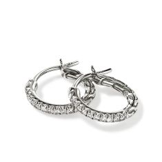 John Hardy Essential 1/7ctw Diamond Pave Sterling Silver Hoop Earrings