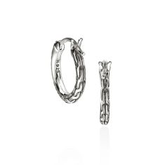 John Hardy Essential 1/7ctw Diamond Pave Sterling Silver Hoop Earrings