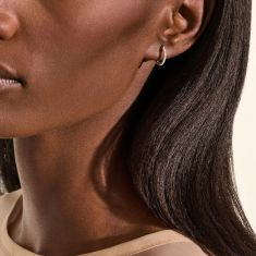 John Hardy Essential 1/7ctw Diamond Pave Sterling Silver Hoop Earrings