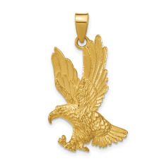 Men's 24k Yellow Gold Textured Eagle Pendant 1