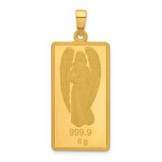24k Yellow Gold Angel Gold Bar Pendant 1