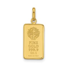 24k Yellow Gold One Gram Fine Gold with 14k Bail Lotus Ingot Pendant 1