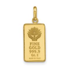 24k Yellow Gold Two Gram Fine Gold With 14k Bail Lotus Ingot Pendant 1
