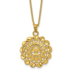 24k Yellow Gold Flower Pendant Necklace 1