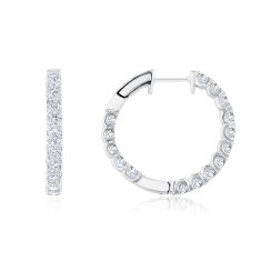 2 1/2ctw Round Lab Grown Diamond White Gold Inside Out Hoop Earrings