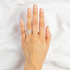 2 1/3ctw Round Lab Grown Diamond Halo White Gold Engagement Ring