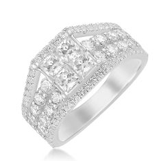 2 3/4ctw Princess Diamond White Gold Engagement Ring - Harmony Collection