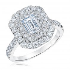 2ctw Emerald Lab Grown Diamond Halo White Gold Engagement Ring