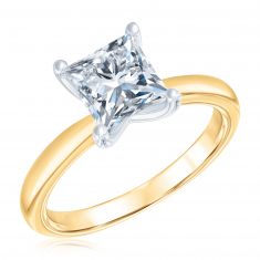 2ct Princess Lab Grown Diamond Yellow Gold Solitaire Engagement Ring