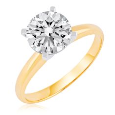 2ct Round Diamond Solitaire Yellow Gold Engagement Ring - Heritage Collection