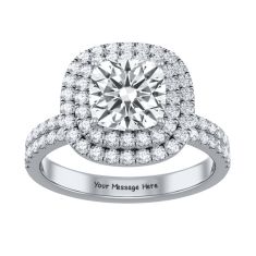 2ctw Cushion Double Halo Diamond White Gold Engagement Ring | Custom Made