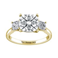 2ctw Cushion Three Stone Diamond Yellow Gold Engagement Ring | Custom Made