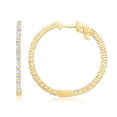 2ctw Diamond Inside Out Yellow Gold Hoop Earrings