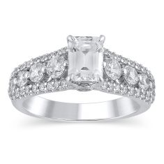 2ctw Emerald Diamond White Gold Engagement Ring - Couture Collection