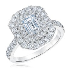 2ctw Emerald Lab Grown Diamond Halo White Gold Engagement Ring